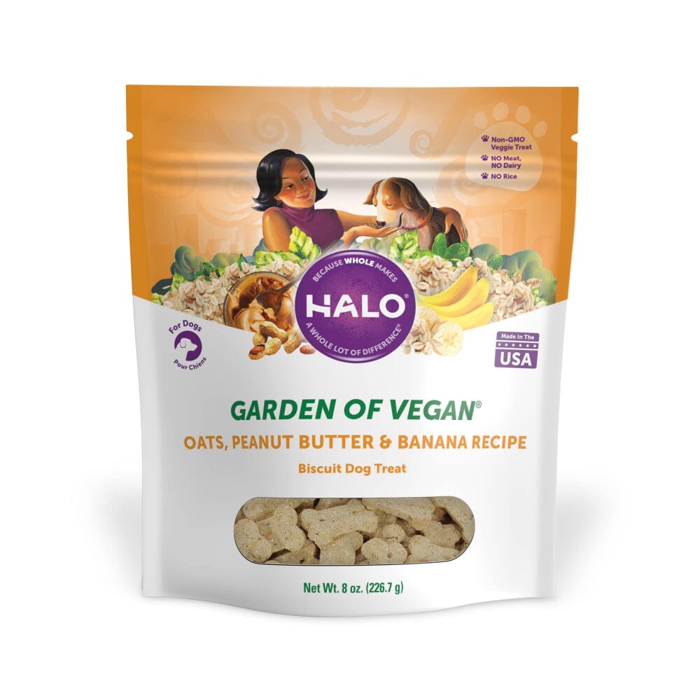 Halo Garden of Vegan Oats, Peanut Butter & Banana Biscuit Dog Treats  