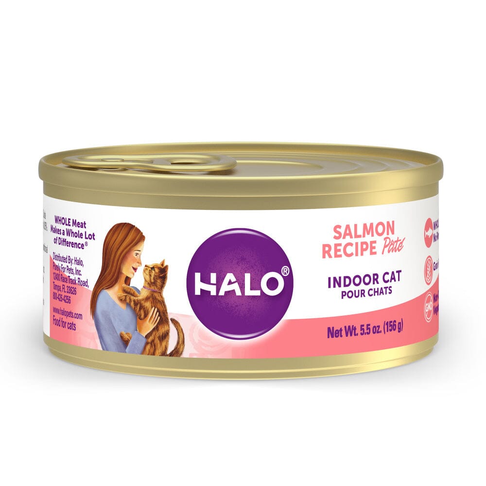 Halo Grain Free Indoor Cat Salmon Pate Canned Cat Food  