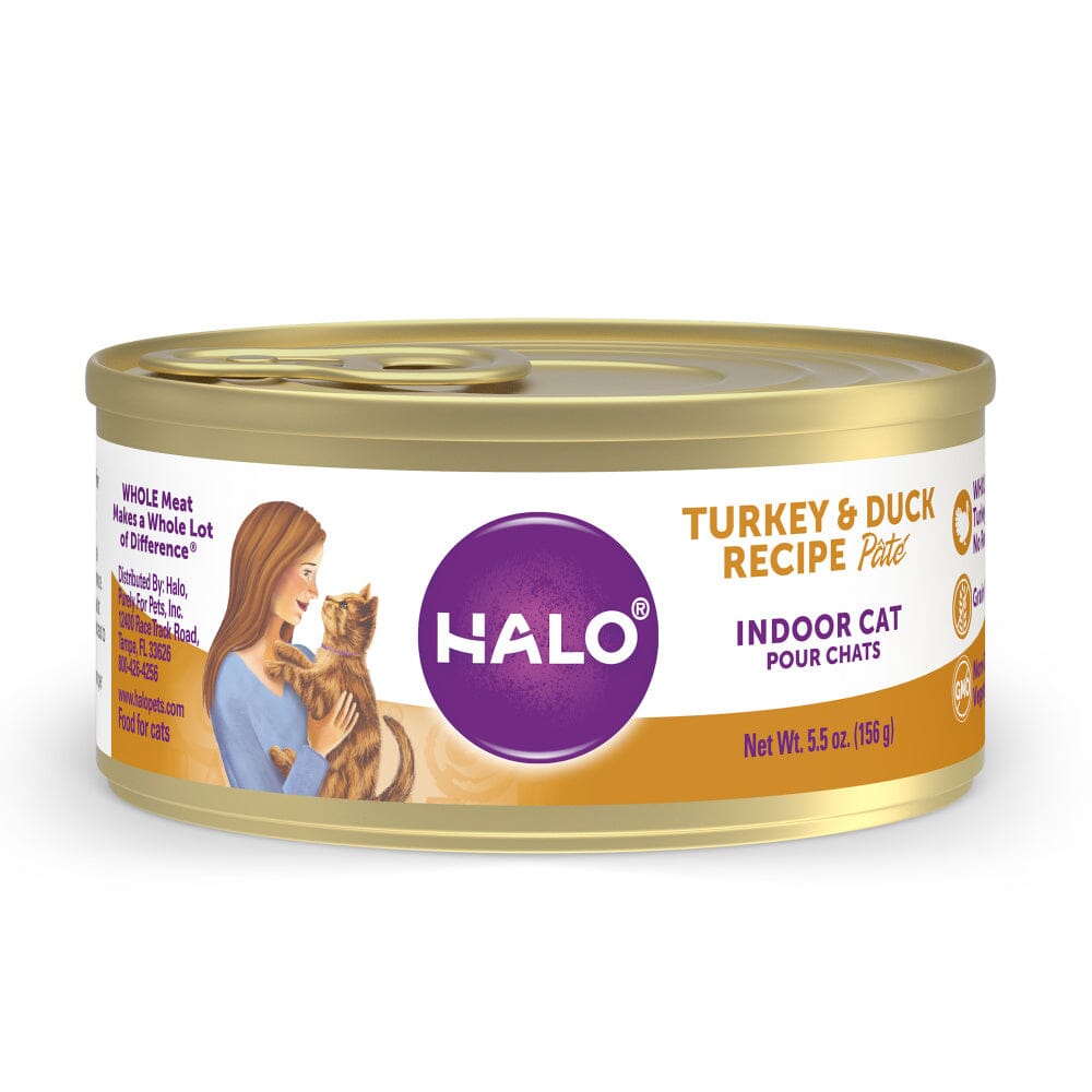 Halo Grain Free Indoor Cat Turkey & Duck Pate Canned Cat Food  