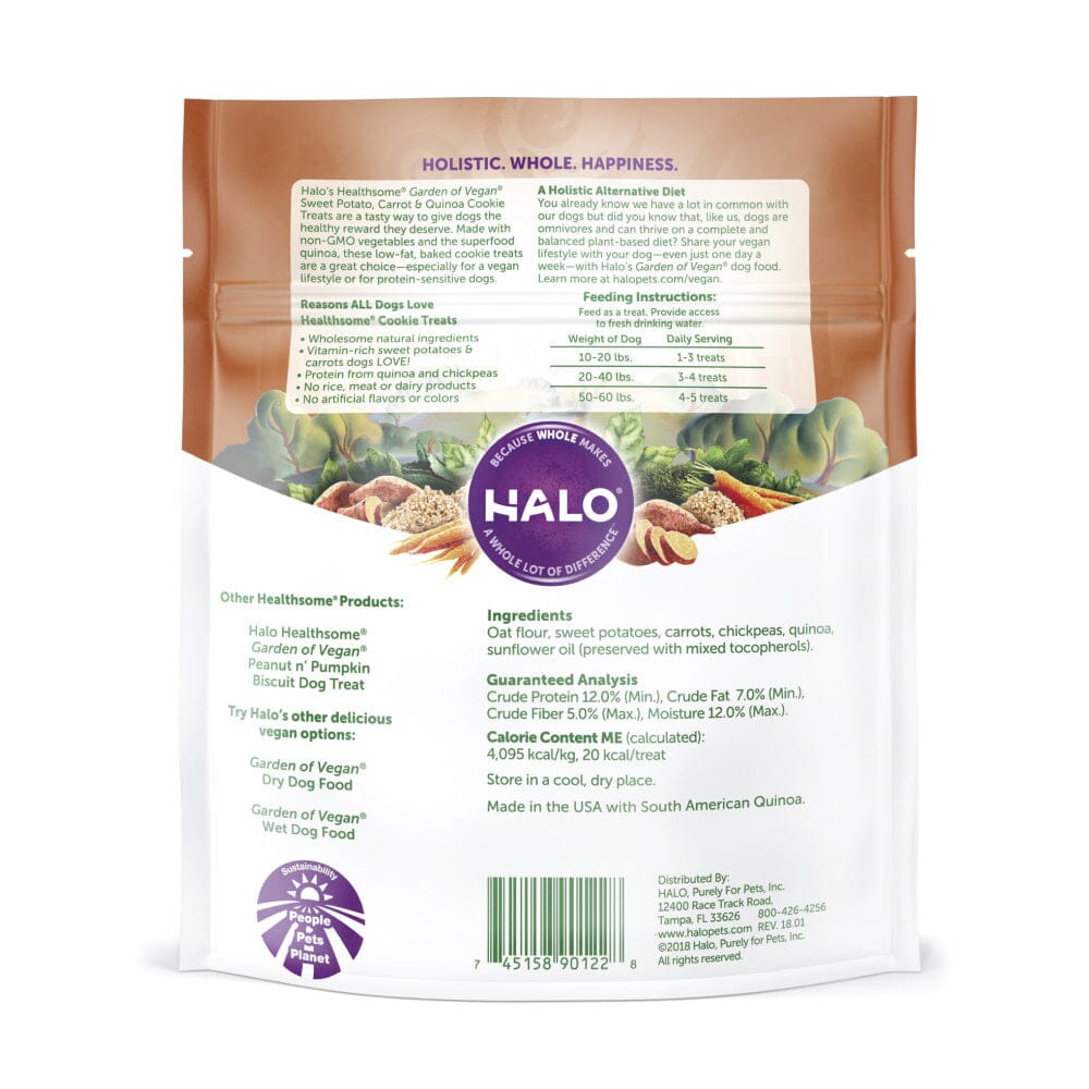 Halo Healthsome Garden Of Vegan Sweet Potato, Carrot & Quinoa Grain Free Dog Treats  