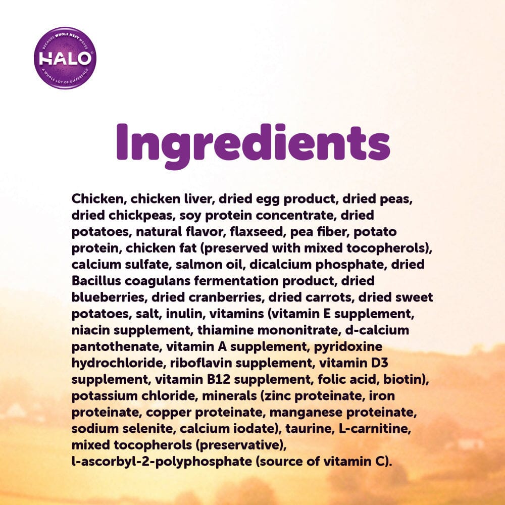 Halo Indoor Grain Free Holistic Healthy Weight Chicken & Chicken Liver Recipe Dry Cat Food  