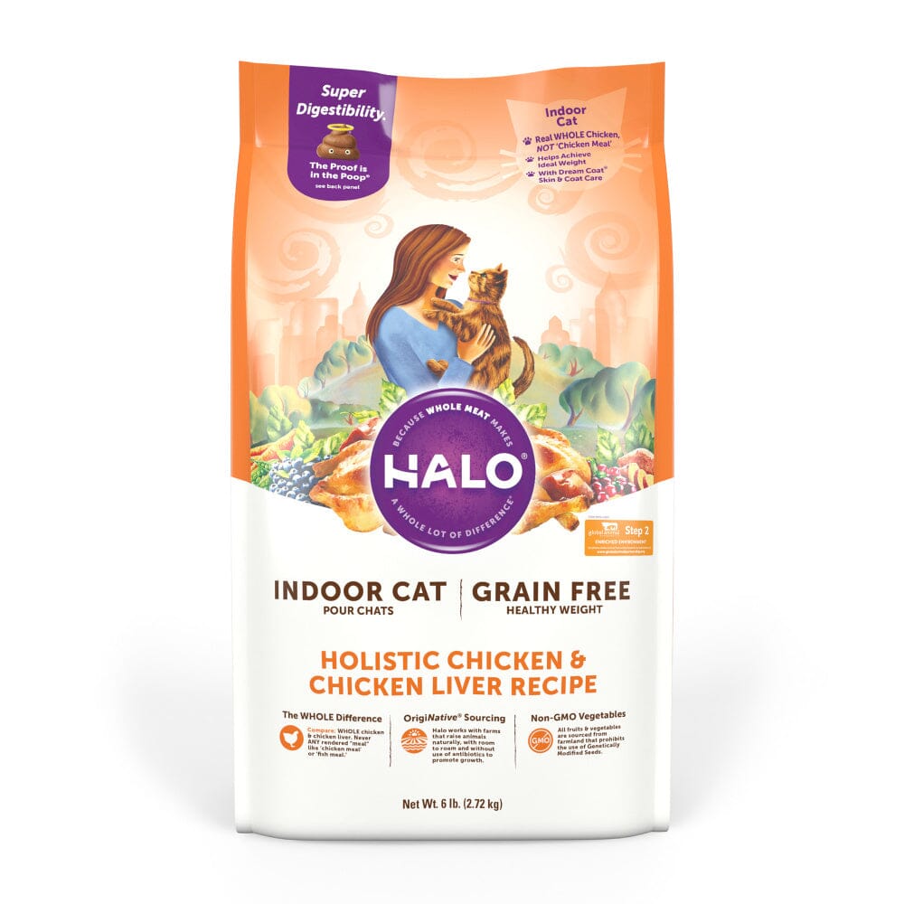 Halo Indoor Grain Free Holistic Healthy Weight Chicken & Chicken Liver Recipe Dry Cat Food  