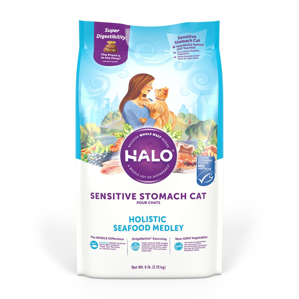 Halo Sensitive Stomach Holistic Seafood Medley Dry Cat Food  