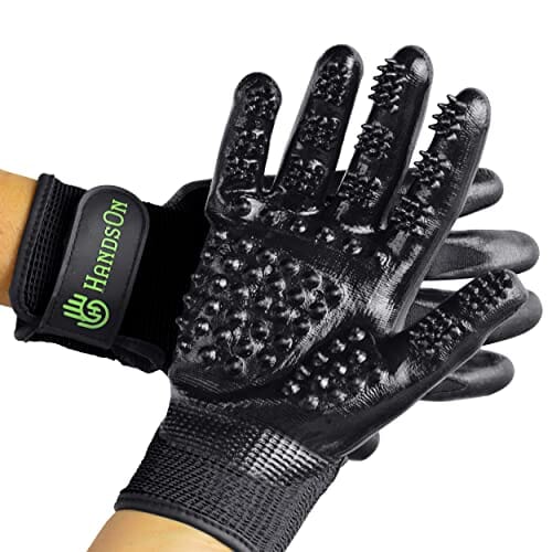 Hands On Pet Grooming & Bathing Gloves - Black - Large  