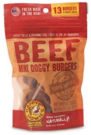 Happy Howie's Beef Burgers Dog Jerky Treats - 2 In - 12 Pack  