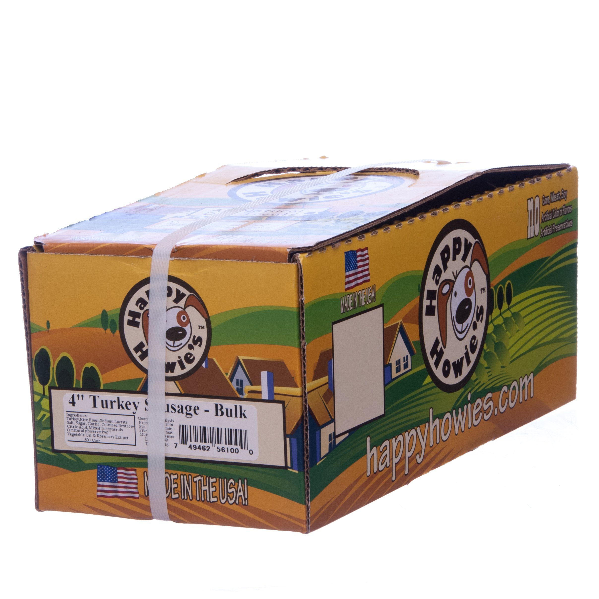 Happy Howie's Deli Style Sausages 4" Sausage Turkey Natural Dog Chews - 80 ct Case - Case of 1