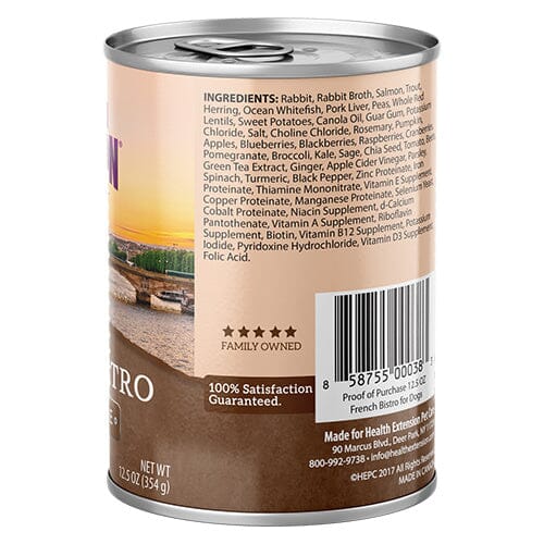 Health Extension French Bistro Rabbit Recipe Canned Dog Food  