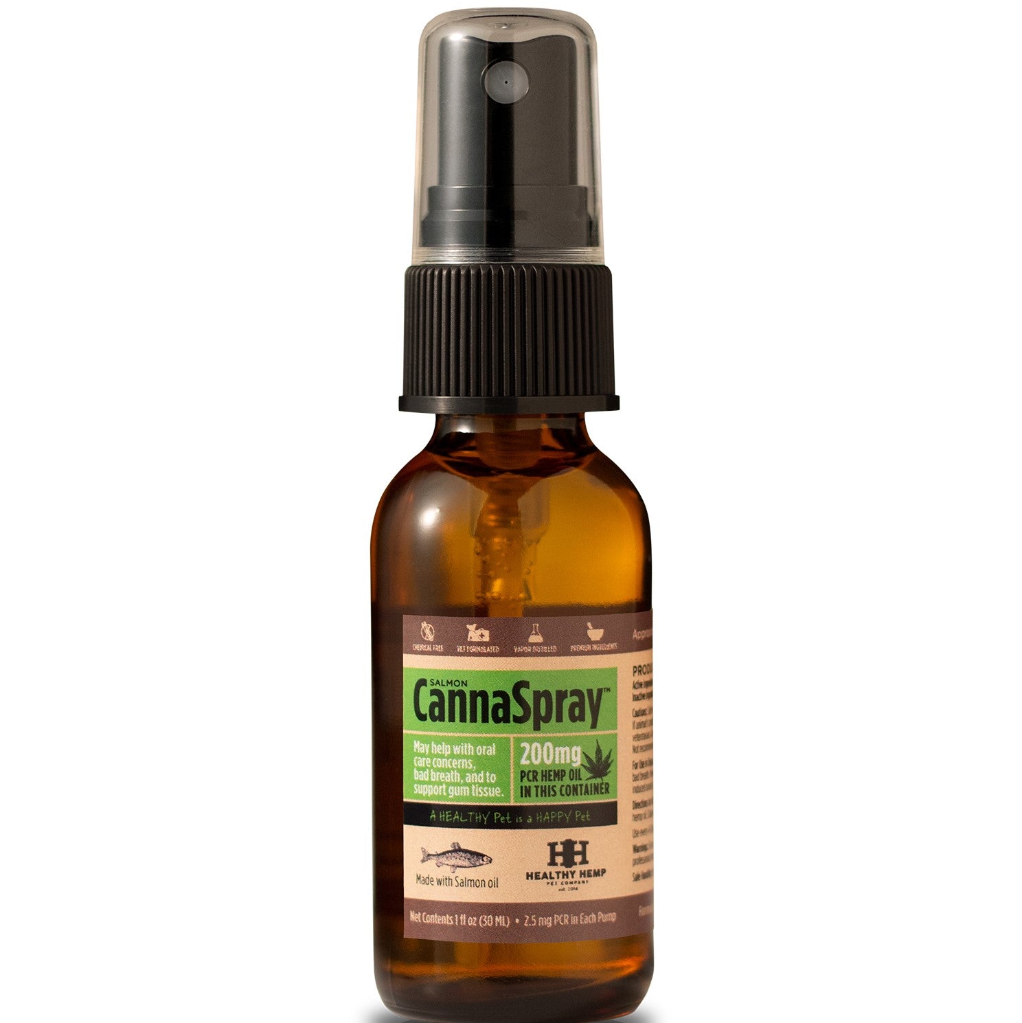 Healthy Hemp 30ml CannaSpray Salmon Oral Health Spray - 200mg Cat and Dog Supplements - 5 oz  