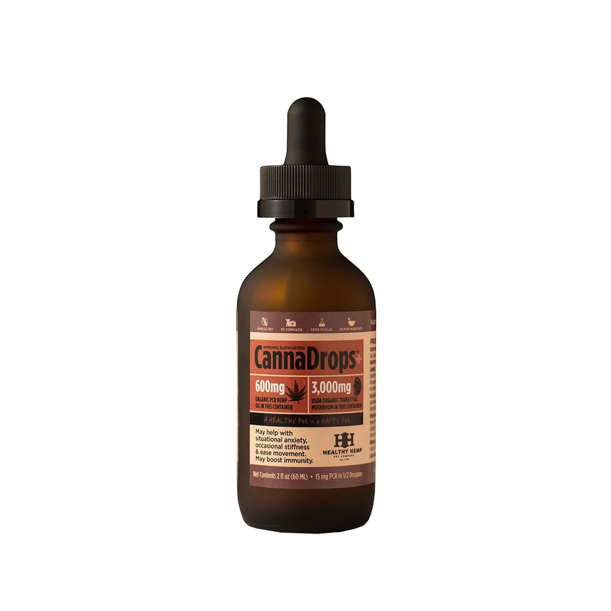 Healthy Hemp CannaDrops Immune Supporter - 600mg Cat and Dog Supplements - 5 oz  