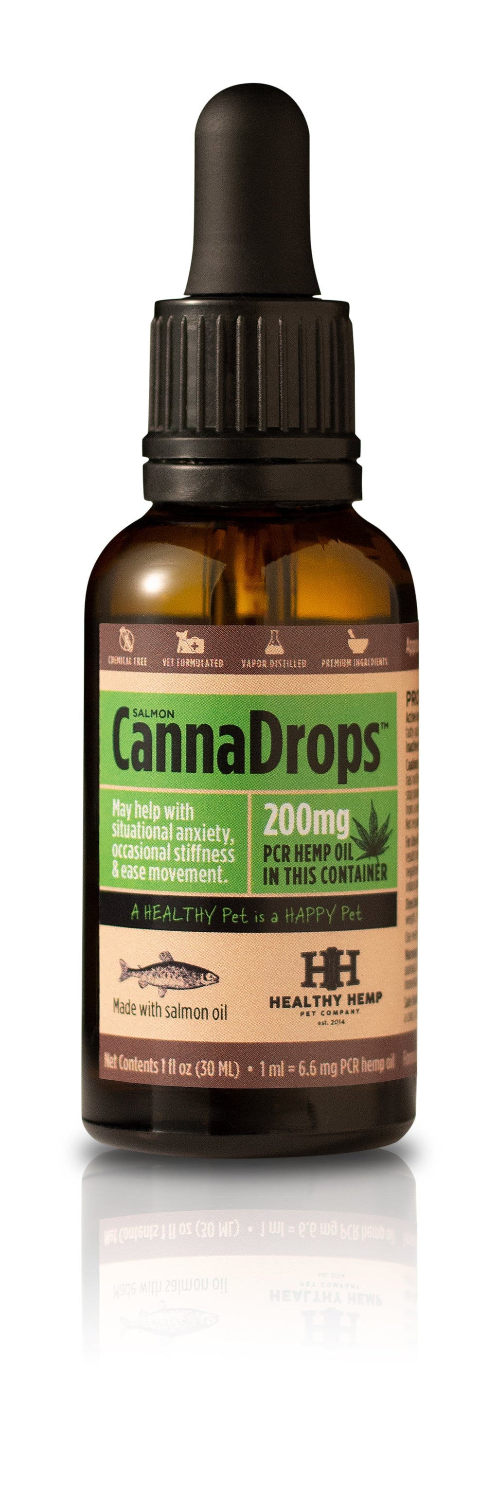Healthy Hemp CannaDrops Salmon Hemp Oil Drops - 200mg Cat and Dog Supplements - 5 oz  