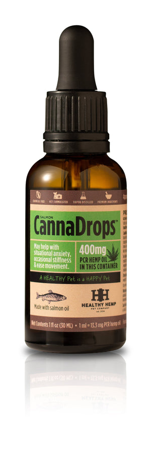 Healthy Hemp CannaDrops Salmon Hemp Oil Drops - 400mg Cat and Dog Supplements - 5 oz