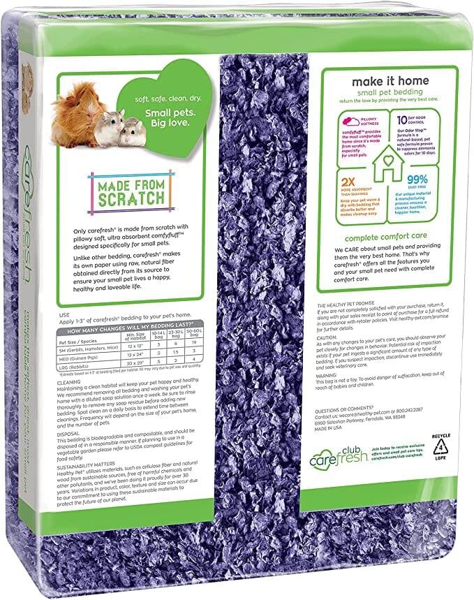 Healthy Pet Carefresh Playful Purple Paper Small Animal Bedding - 50 Ltr  