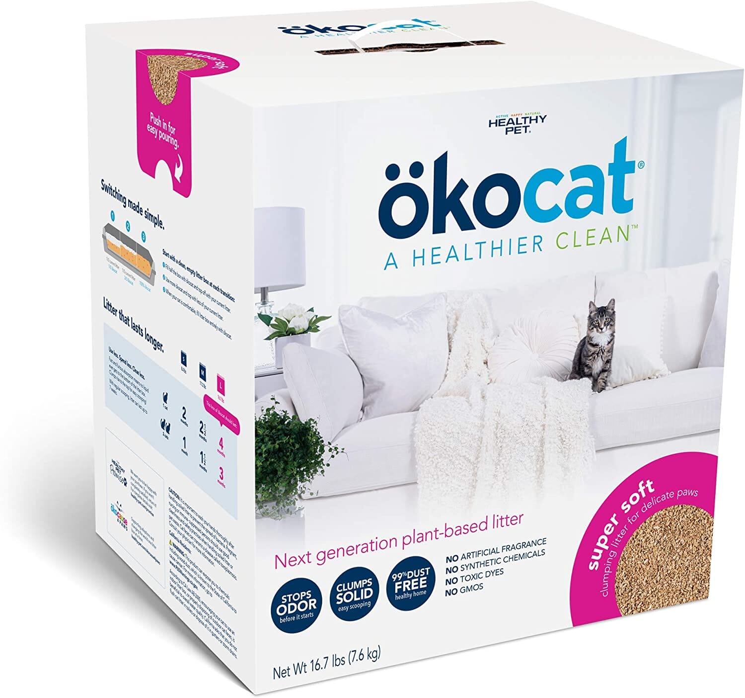 Healthy Pet Okocat 16.7# Cat Super Soft Clumping Wood Litter Cat Litter - 16.7 Lbs  