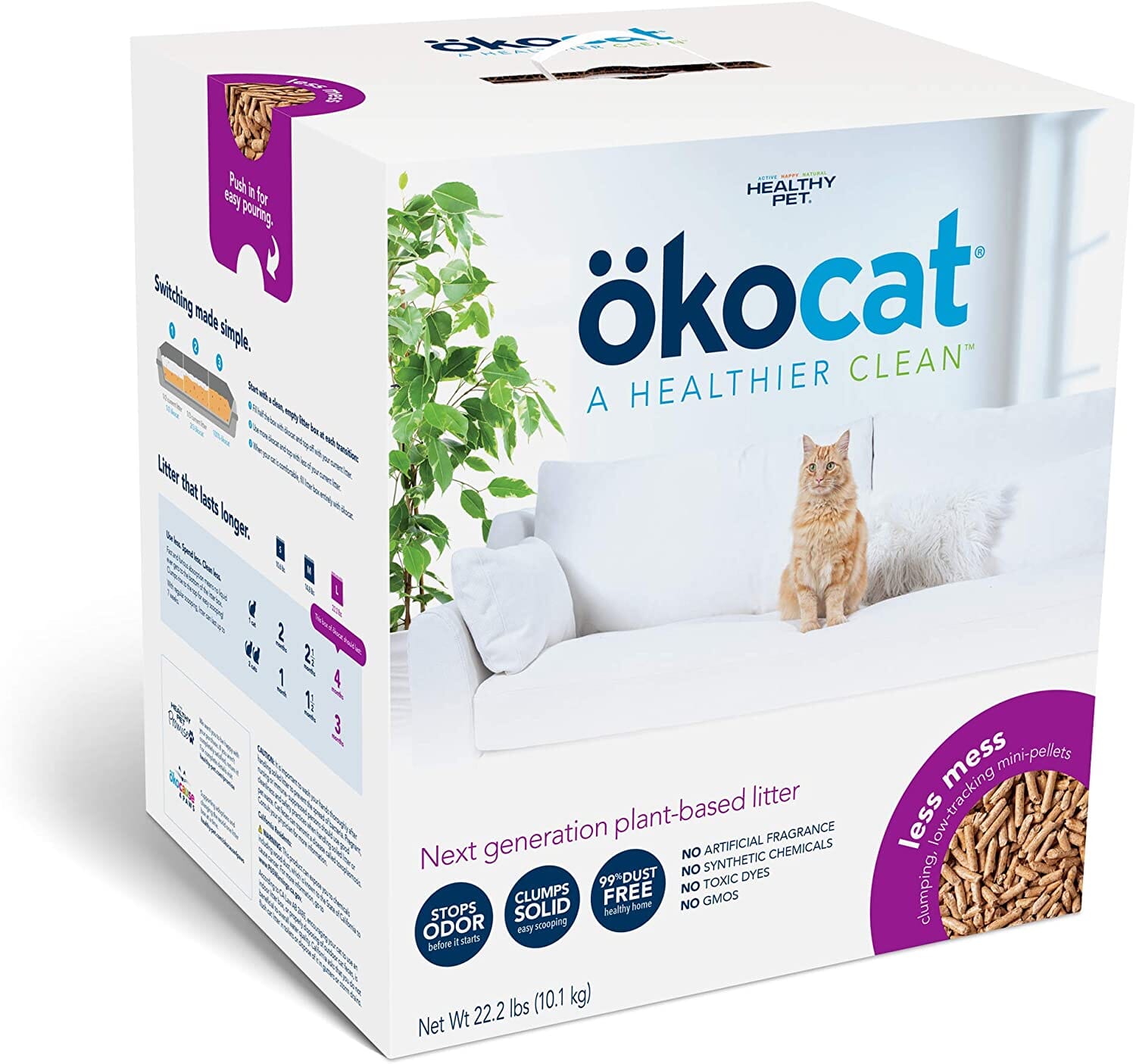 Healthy Pet Okocat Cat Clumping Wood Litter for Long Hair Breeds Cat Litter - 22.2 Lbs  