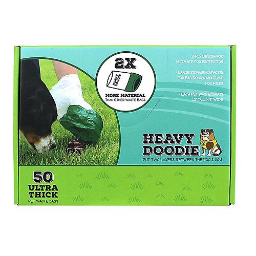 Heavy Doodie Cat and Dog Pet Waste Bags - 50 - Pack