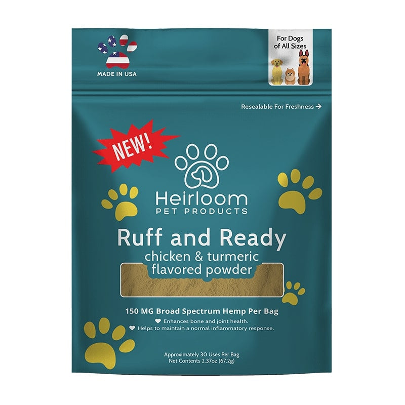 Heirloom Ruff N' Ready Hip & Joint Broad Spectrum Hemp Chicken and Tumeric Dog Food Topper - 2.37 oz - Case of 6  