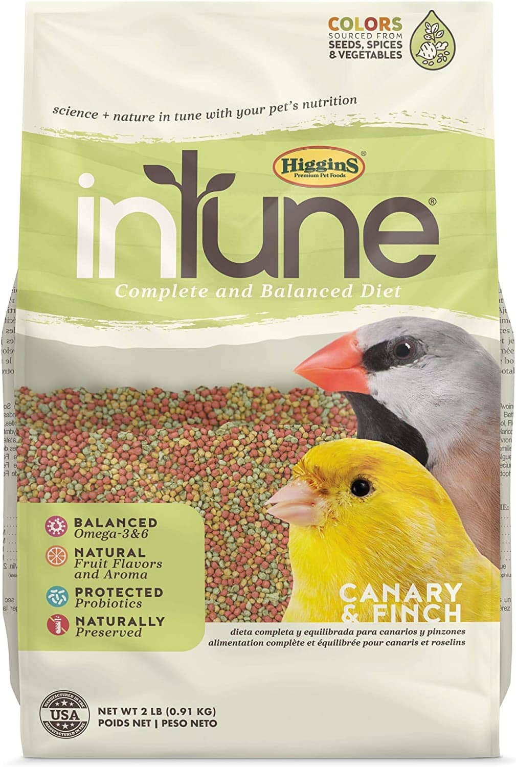 Higgins Intune Natural Canary and Finch Bird Food - 2 Lbs  