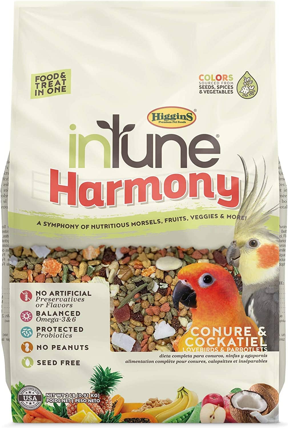 Higgins Intune Natural Harmony Conure and Cockatiel Bird Food - 2 Lbs  