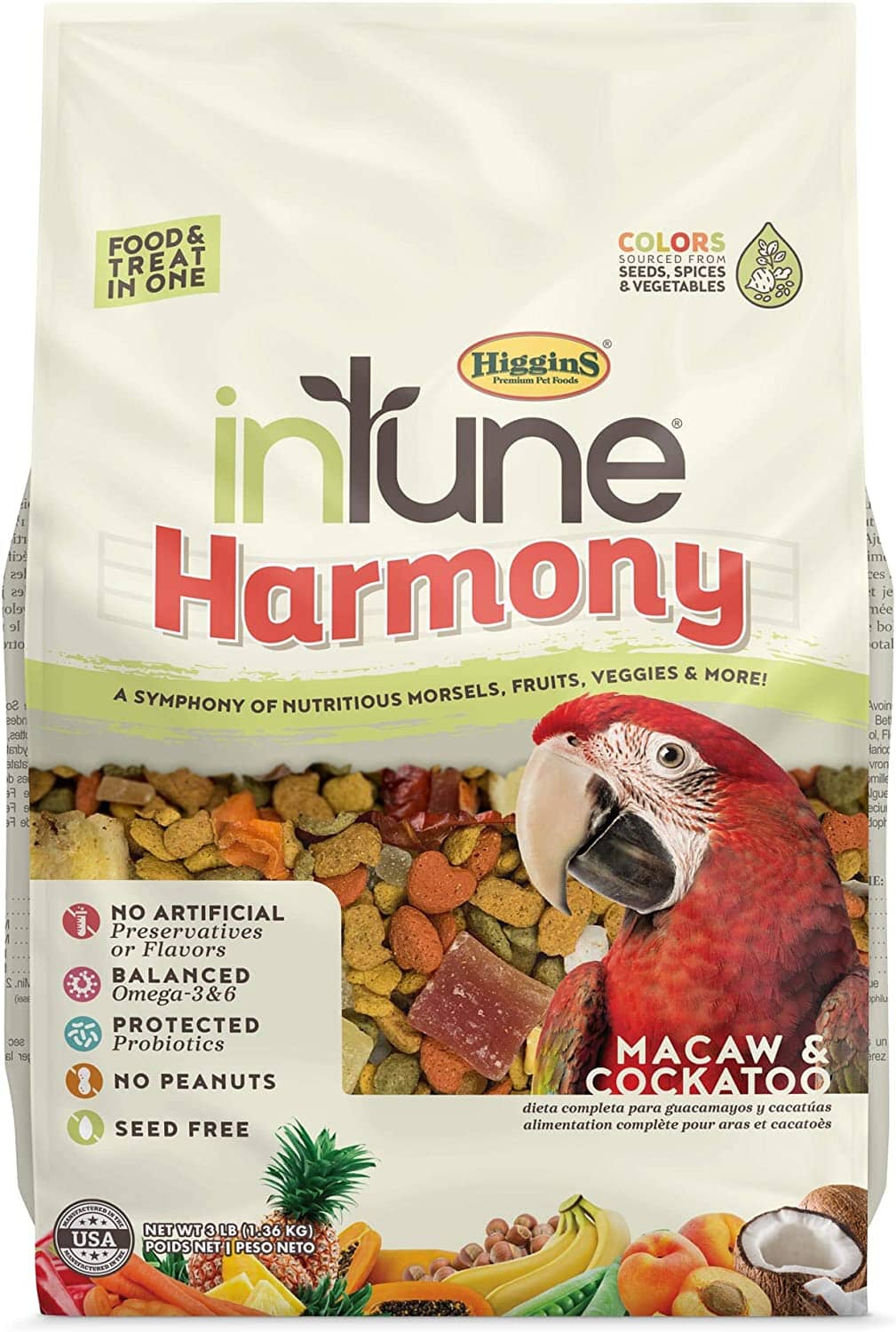 Higgins Intune Natural Harmony Macaw Bird Food - 3 Lbs  