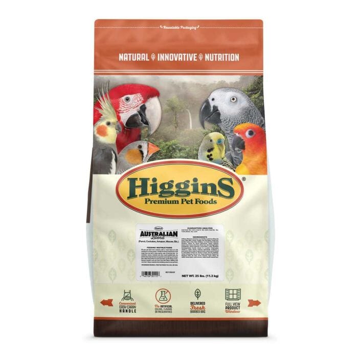 Higgins Natural Australian Australian Small Hookbills Bird Food - 25 Lbs