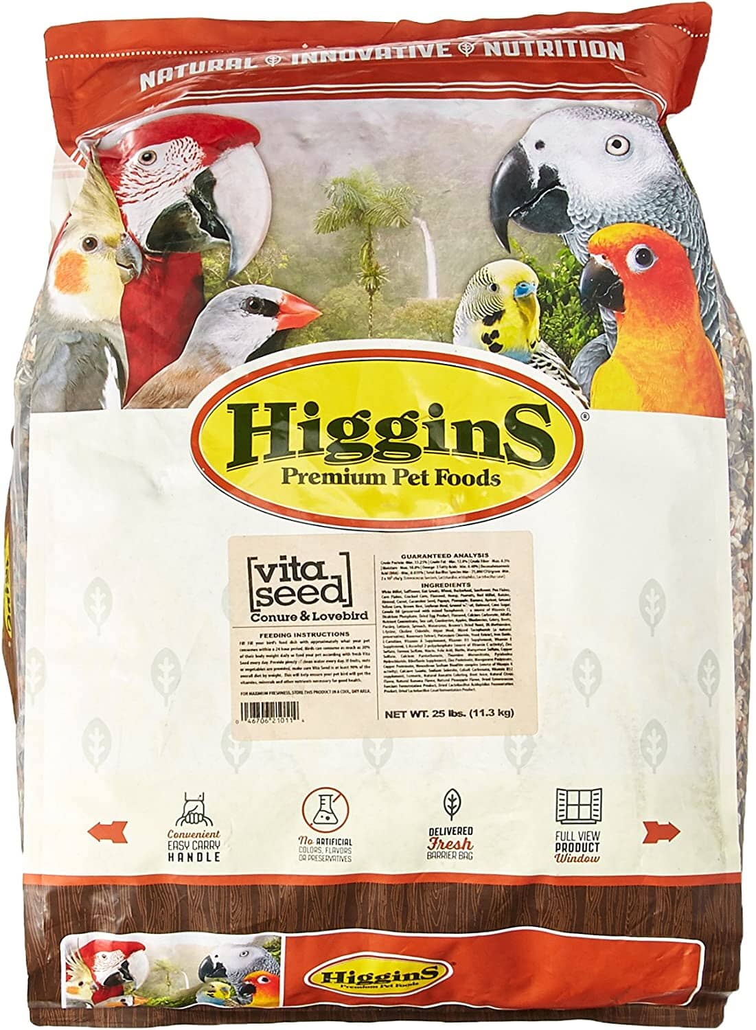 Higgins Nederlands Vita Seed Conure and Lovebird Bird Food - 25 Lbs  