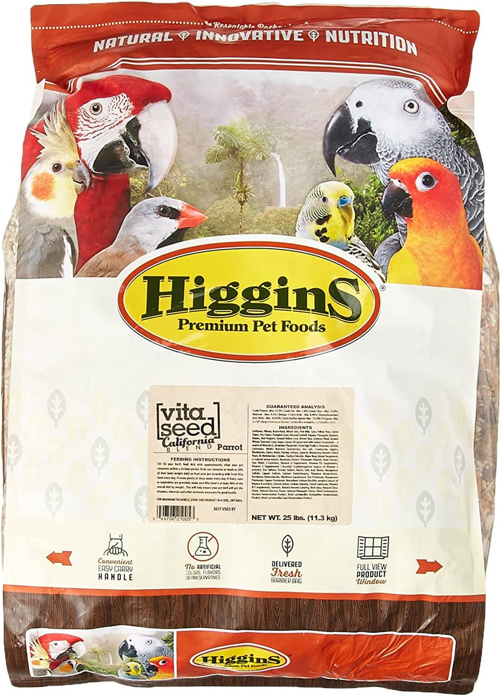 Higgins Nederlands Vita Seed Vita California Blend Parrot Bird Food - 25 Lbs  