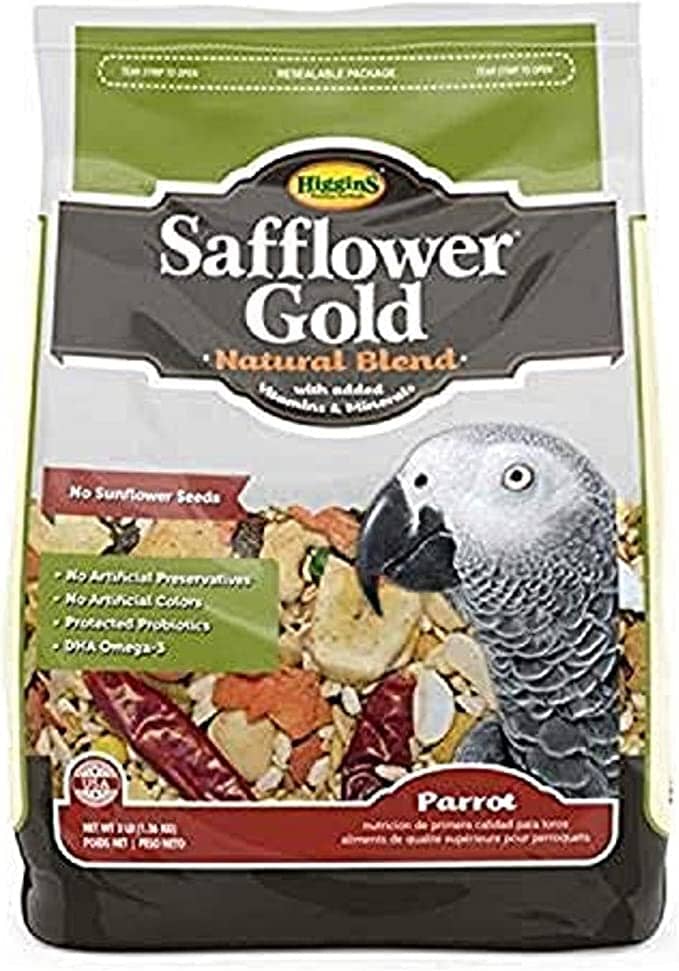 Higgins Safflower Gold Natural Parrot Bird Food - 3 Lbs  