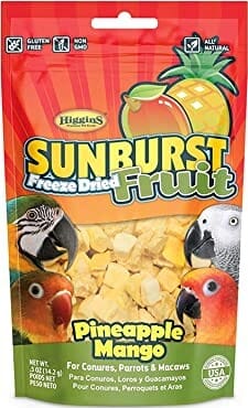 Higgins Sunburst Gourmet Freeze Dried Fruit Pineapple Mango Bird Treat Sticks - 0.5 Oz