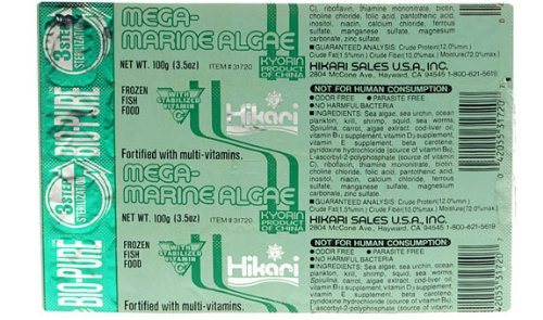 Hikari Bio-Pure Frozen Mega-Marine Algae - Cubes - 3.5 oz - Pack of 12  