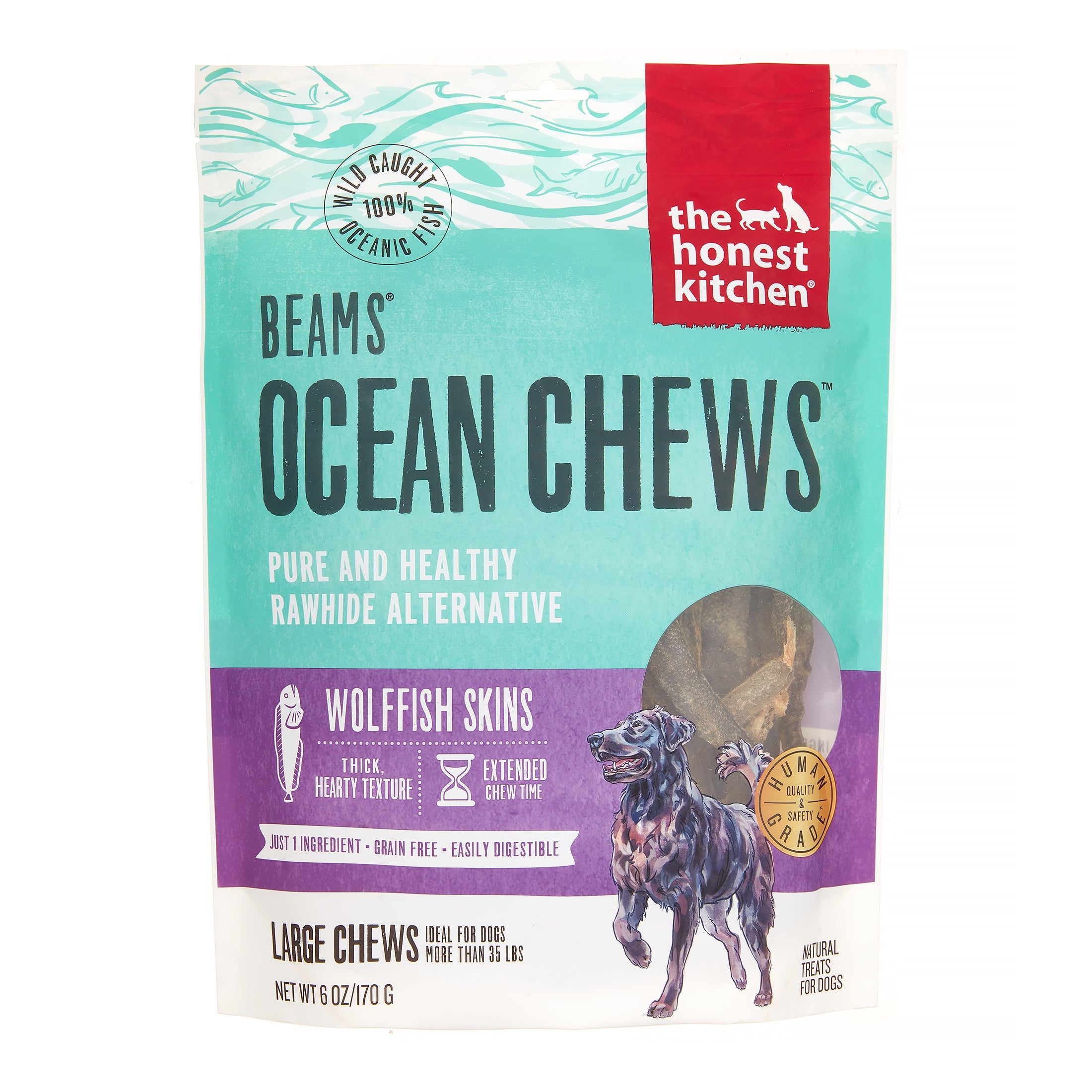 Honest Kitchen Dog BEAMS Ocean Chews Wolffish Fish - Large - 6 Oz  