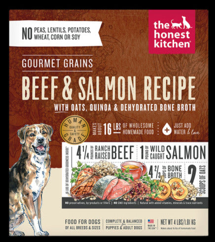 Honest Kitchen Gourmet Grain Beef Salmon Dehydrated Dog Food - 4 lb Box  