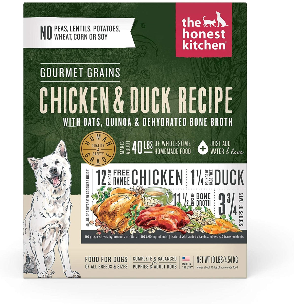 Honest Kitchen Gourmet Grain Chicken Duck Dehydrated Dog Food - 10 lb Box  