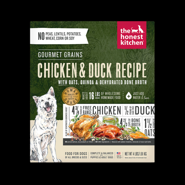 Honest Kitchen Gourmet Grain Chicken Duck Dehydrated Dog Food - 4 lb Box  