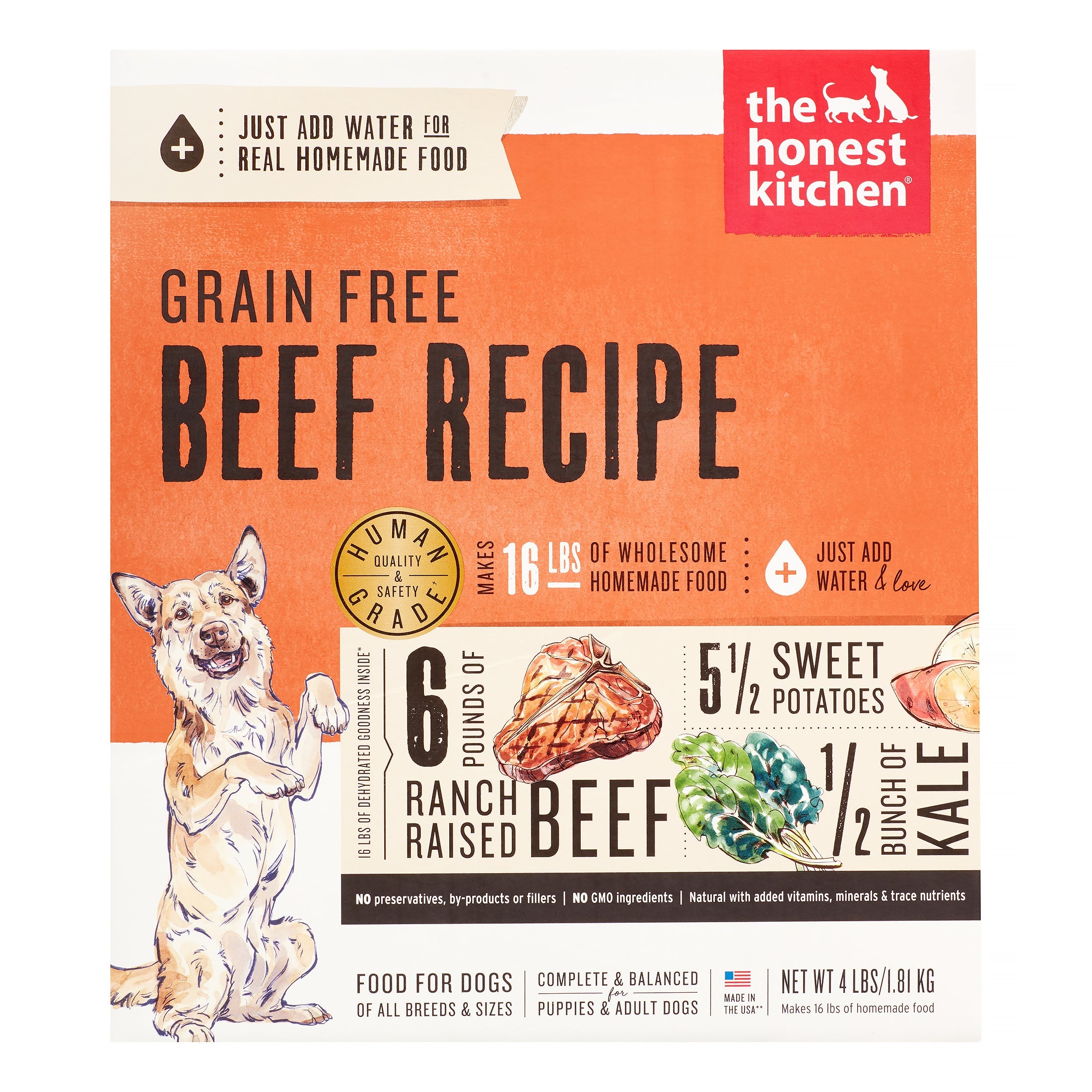 Honest Kitchen Grain-Free Beef Dehydrated Dog Food - 4 lbs BOX  