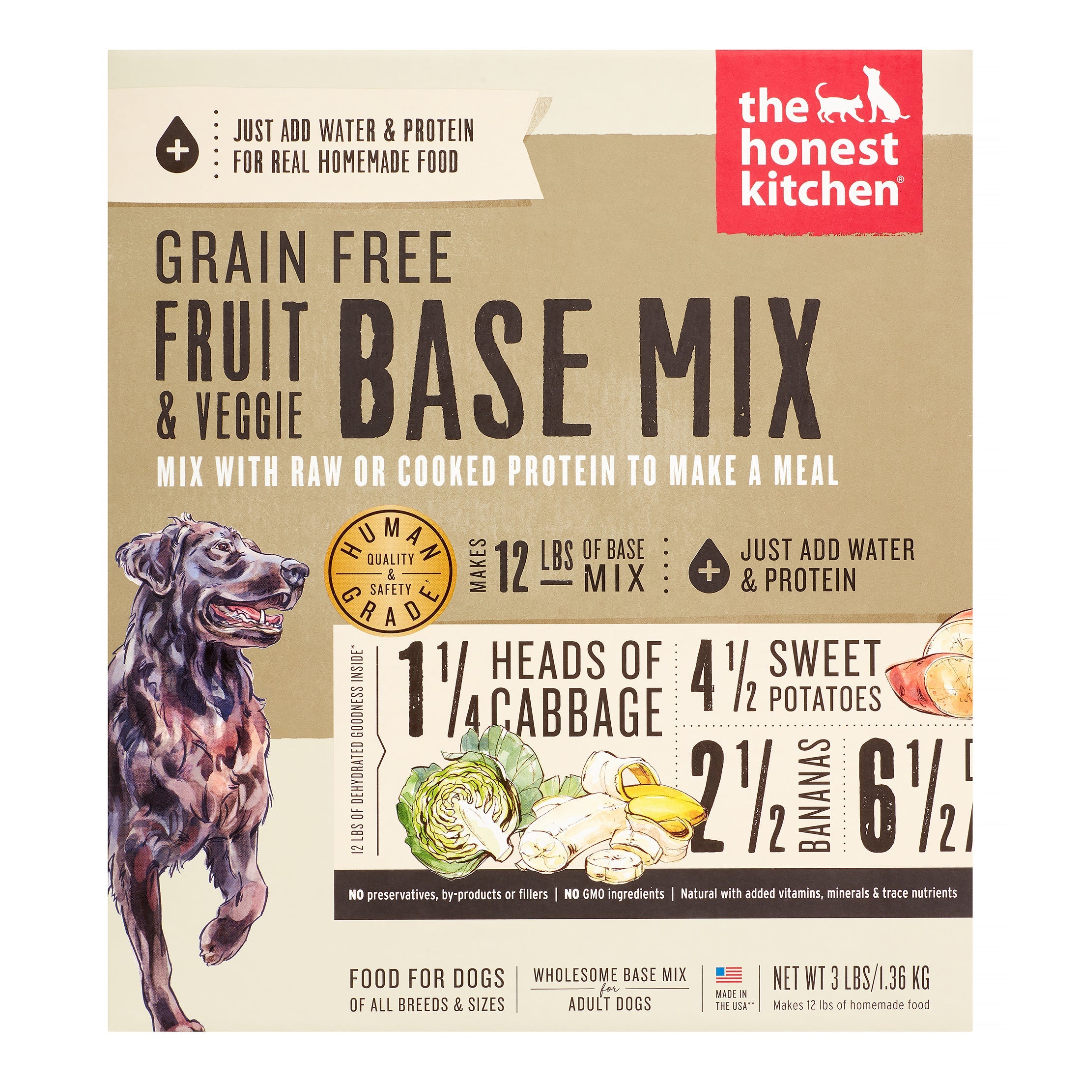 Honest Kitchen Grain-Free Fruit and Vegetables Dehydrated Dog Food - 3 lbs BOX  