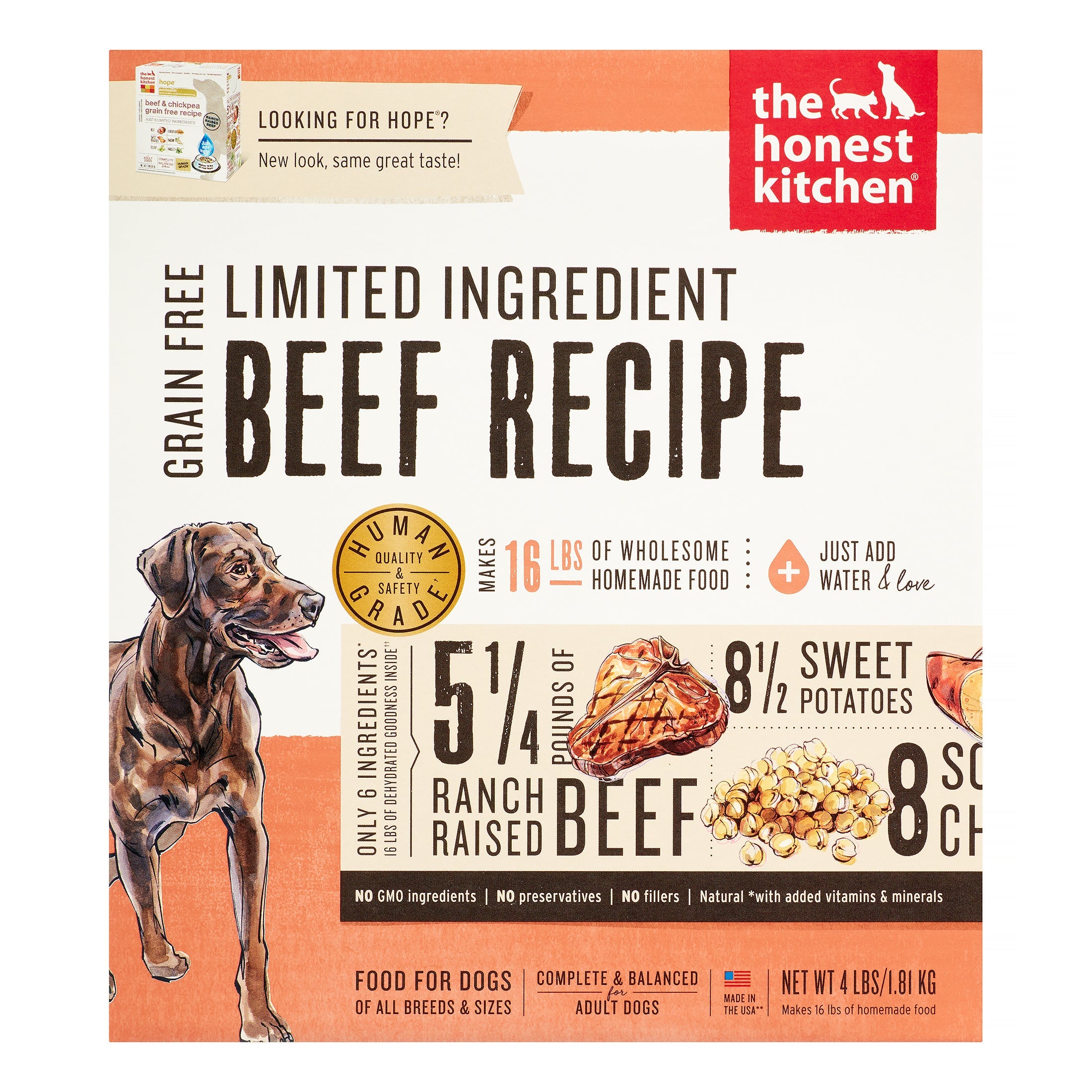 Honest Kitchen Limited Ingredient Diet Grain-Free Beef Dehydrated Dog Food - 4 lb Box  