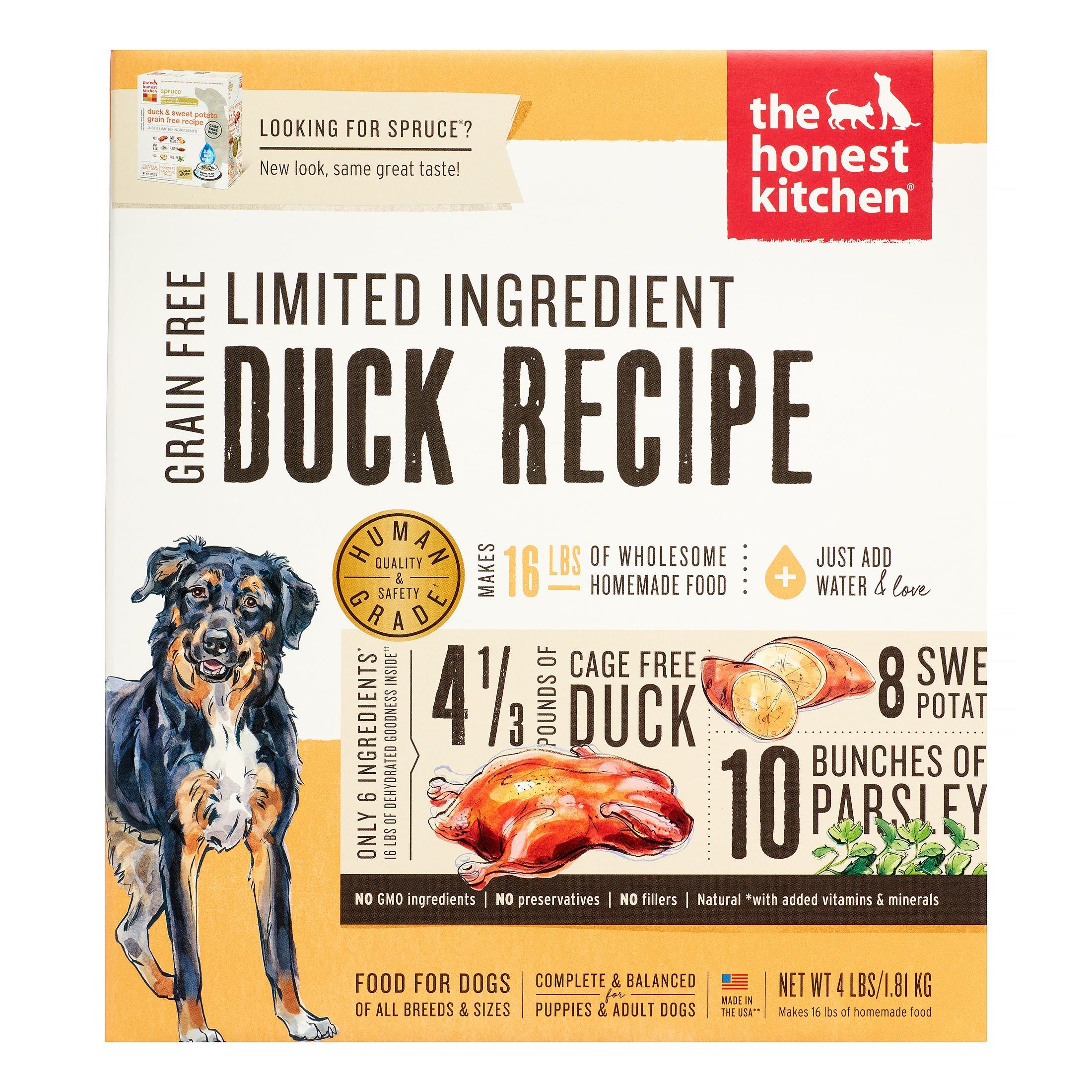 Honest Kitchen Limited Ingredient Diet Grain-Free Duck Dehydrated Dog Food - 4 lb Box  