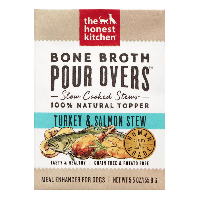 Honest Kitchen Pour Bones Broth Turkey Salmon Wet Dog Food - 5.5 Oz - Case of 12
