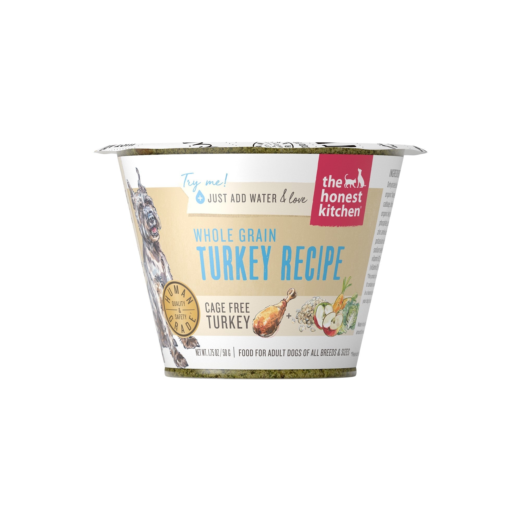 Honest Kitchen Whole Grain Turkey Dehydrated Dog Food - 1.75 Oz Cup - Case of 12  