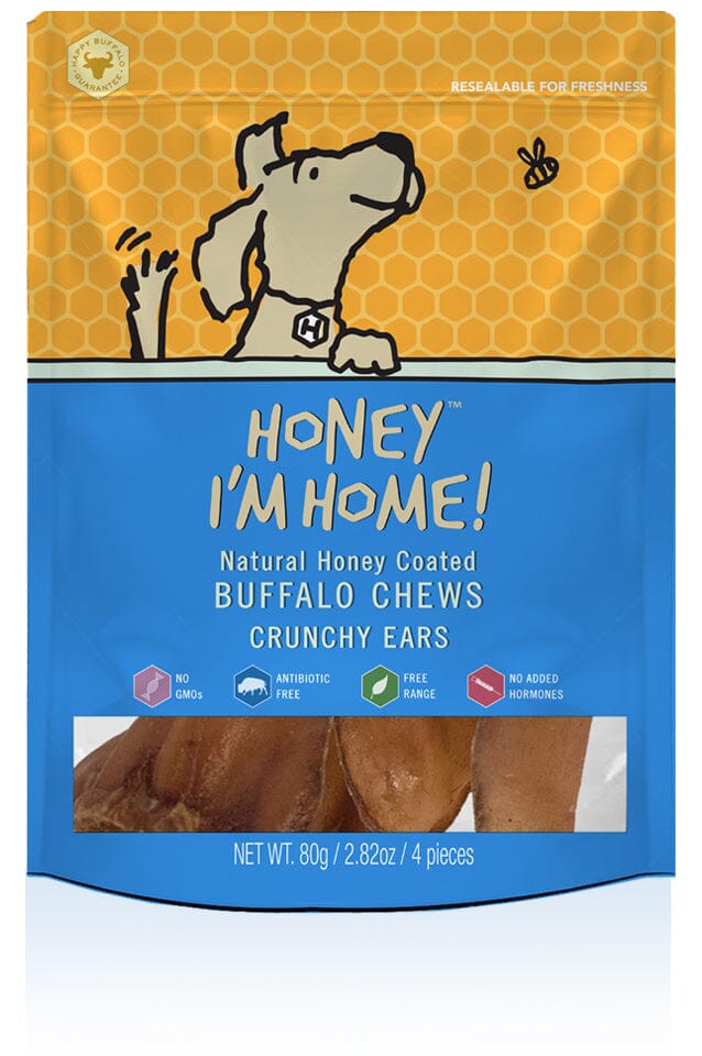 Honey I'm Home Natural Honey Coated Crunchy Ears Buffalo Dog Chews