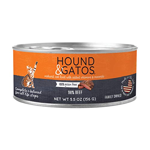 Hound and Gatos Grain-Free Beef Pate Canned Cat Food - 5.5 Oz - Case of 24  