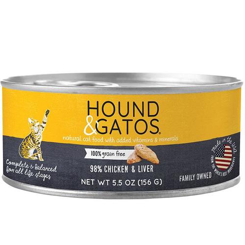 Hound and Gatos Grain-Free Chicken Chicken Liver Pate Canned Cat Food - 5.5 Oz - Case of 24  