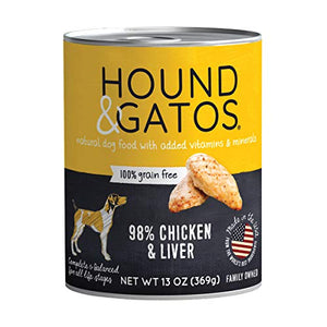 Hound and Gatos Grain-Free Chicken Chicken Liver Pate Canned Dog Food - 13 Oz - Case of 12