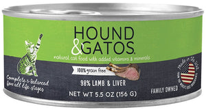 Hound and Gatos Grain-Free Lamb Liver Pate Canned Cat Food - 5.5 Oz - Case of 24