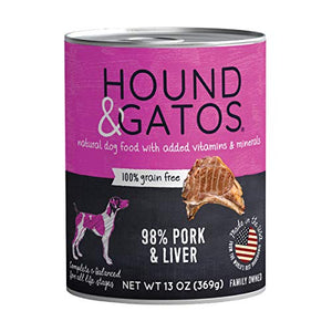 Hound and Gatos Grain-Free Pork Liver Pate Canned Dog Food - 13 Oz - Case of 12