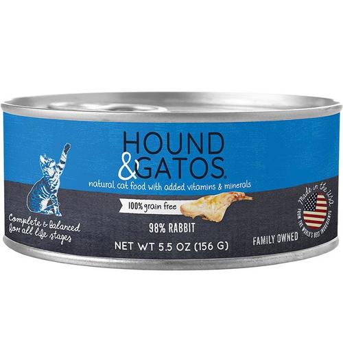 Hound and Gatos Grain-Free Rabbit Pate Canned Cat Food - 5.5 Oz - Case of  24  