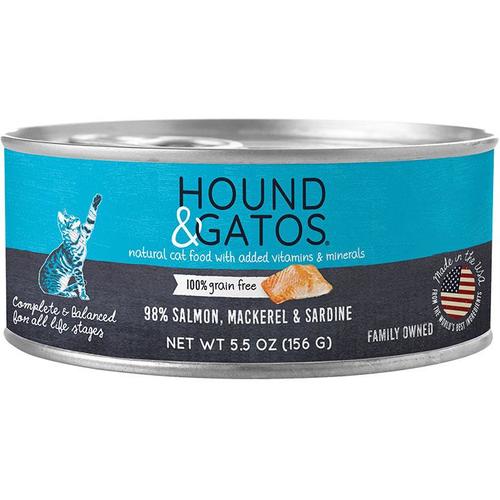 Hound and Gatos Grain-Free Salmon Makeral and Sardine Pate Canned Cat Food - 5.5 Oz - Case of 24  