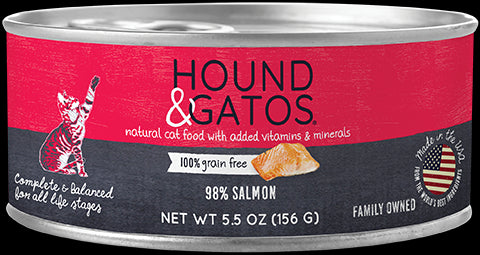 Hound and Gatos Grain-Free Salmon Pate Canned Cat Food - 5.5 Oz - Case of 24  