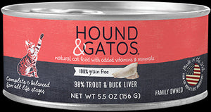 Hound and Gatos Grain-Free Trout Duck Liver Pate Canned Cat Food - 5.5 Oz - Case of 24
