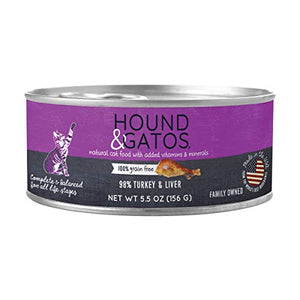 Hound and Gatos Grain-Free Turkey Liver Pate Canned Cat Food - 5.5 Oz - Case of 24